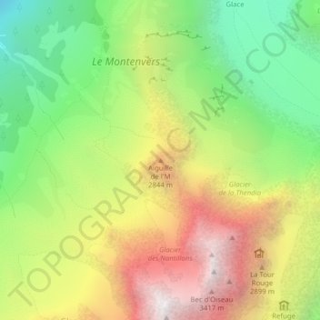 Carte topographique Aiguille de l'M, altitude, relief