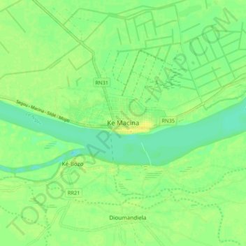 Carte topographique Ke Macina, altitude, relief