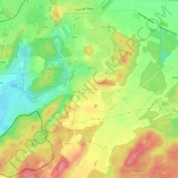 Carte topographique Hochstadt, altitude, relief