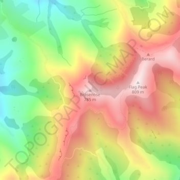 Carte topographique Brasenose, altitude, relief