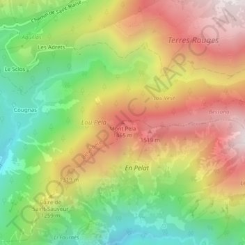Carte topographique Mont Péla, altitude, relief