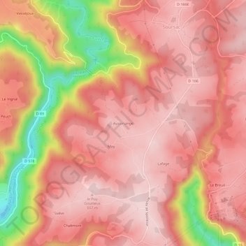 Carte topographique Aussinange, altitude, relief