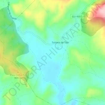 Carte topographique Atravesada, altitude, relief