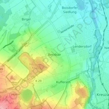 Carte topographique Berzbuir, altitude, relief