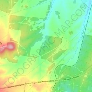 Carte topographique Elizabeth Vale, altitude, relief