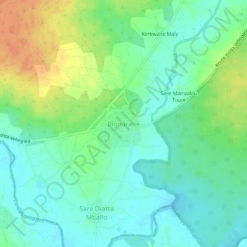 Carte topographique Bignarabé, altitude, relief