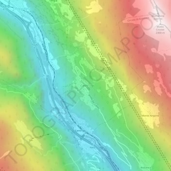 Carte topographique Calonico, altitude, relief