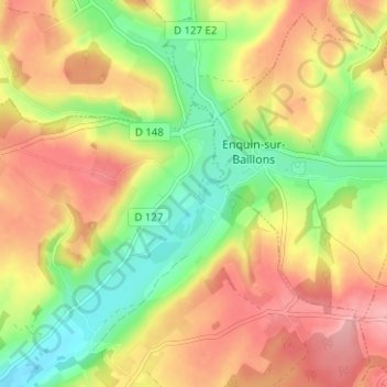 Carte topographique Les Pleurelles, altitude, relief