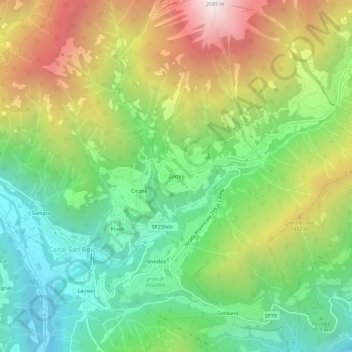 Carte topographique Zortea, altitude, relief