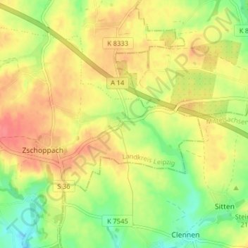 Carte topographique Draschwitz, altitude, relief
