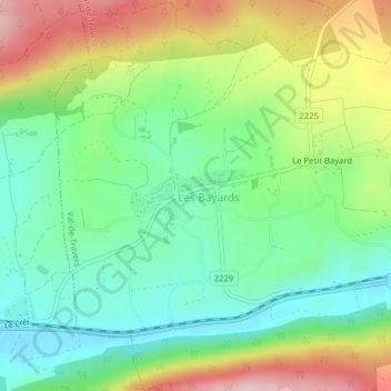 Carte topographique Quartier du Milieu, altitude, relief