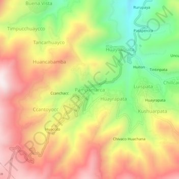 Carte topographique Pampamarca, altitude, relief