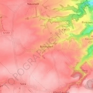 Carte topographique Röhrsdorf, altitude, relief