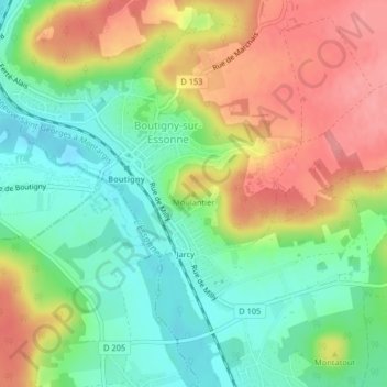 Carte topographique Moulantier, altitude, relief