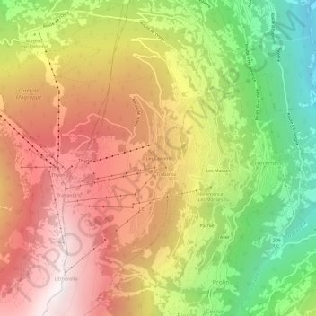 Carte topographique Les Collons, altitude, relief