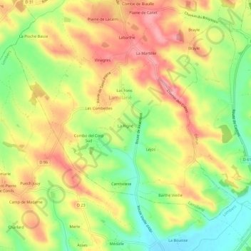 Carte topographique La Rigné, altitude, relief