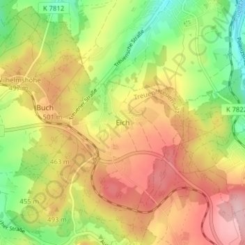 Carte topographique Eich, altitude, relief