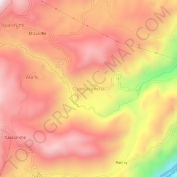 Carte topographique Chontacancha, altitude, relief