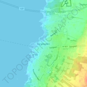 Carte topographique Färjestaden, altitude, relief