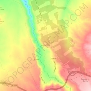 Carte topographique Cenascuras, altitude, relief