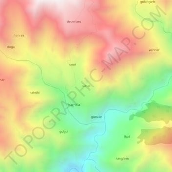 Carte topographique lethal, altitude, relief