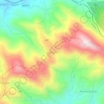 Carte topographique Josegiri, altitude, relief