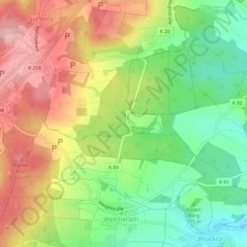 Carte topographique Motte Kasselsburg, altitude, relief