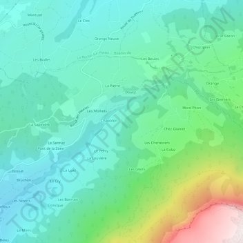Carte topographique La Croze, altitude, relief
