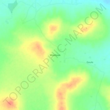 Carte topographique Mouhoun, altitude, relief