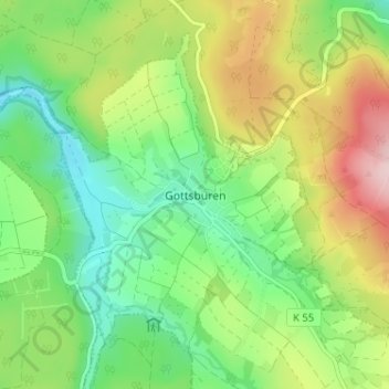 Carte topographique Gottsbüren, altitude, relief