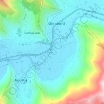 Carte topographique Huycho, altitude, relief
