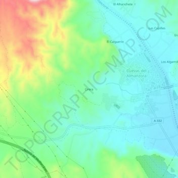 Carte topographique Cirera, altitude, relief