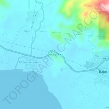 Carte topographique Colonia Brasilia, altitude, relief