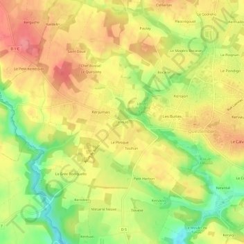 Carte topographique Le Hulo, altitude, relief