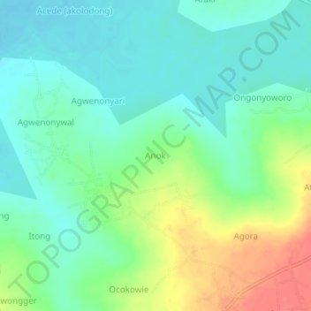 Carte topographique Anok, altitude, relief