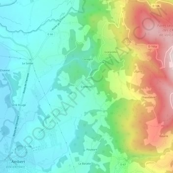 Carte topographique Combrias, altitude, relief
