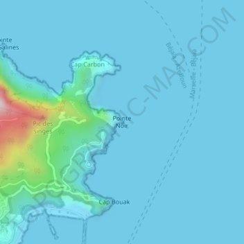 Carte topographique Pointe Noir, altitude, relief