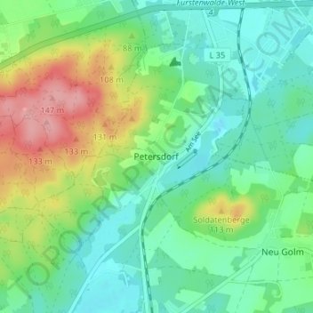 Carte topographique Petersdorf, altitude, relief