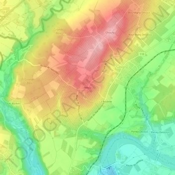 Carte topographique Peissy, altitude, relief