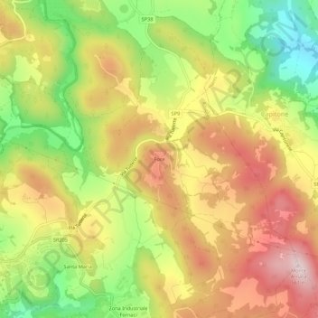 Carte topographique Foce, altitude, relief