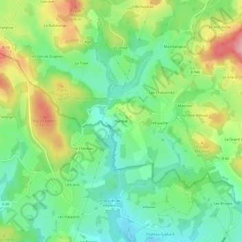Carte topographique Marque, altitude, relief