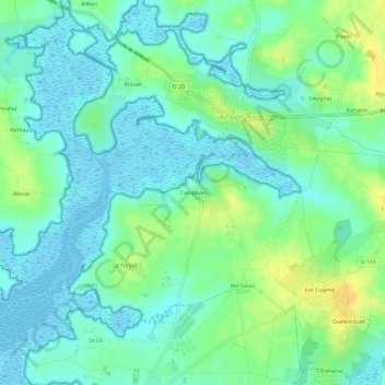 Carte topographique Campbon, altitude, relief