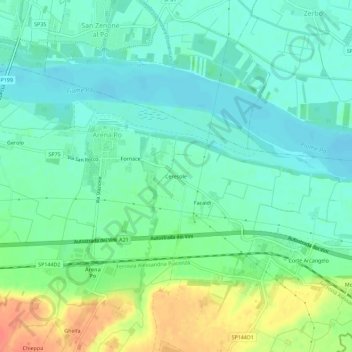 Carte topographique Ceresole, altitude, relief