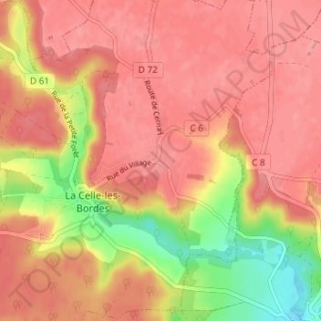Carte topographique Les Bordes, altitude, relief