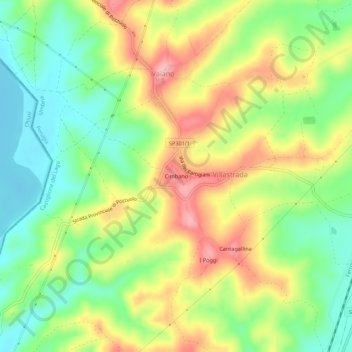 Carte topographique Cimbano, altitude, relief