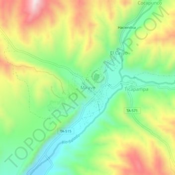 Carte topographique Mirave, altitude, relief