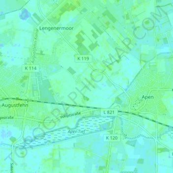 Carte topographique Roggenmoor, altitude, relief