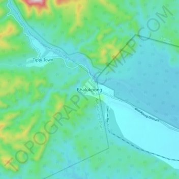Carte topographique Bhalukpong, altitude, relief