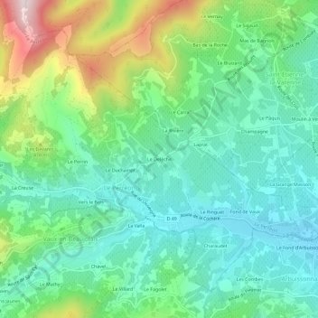 Carte topographique Le Delèche, altitude, relief