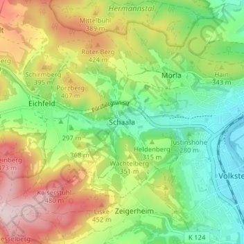 Carte topographique Schaala, altitude, relief